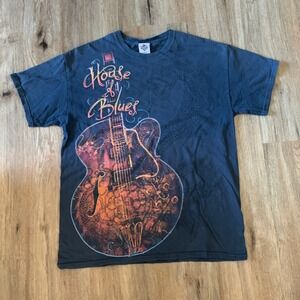 Vintage 2000s Dragon "House of Blues" t-shirt in navy orange - size large mens